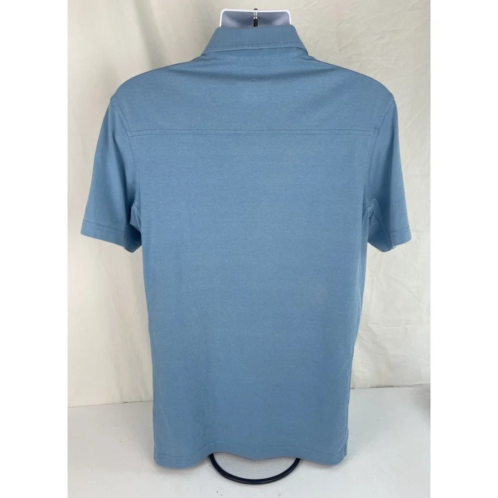 DULUTH TRADING CO TRIM FIT POLO SHIRT MENS M BLUE COOLMAX COTTON BLEND POCKET SH